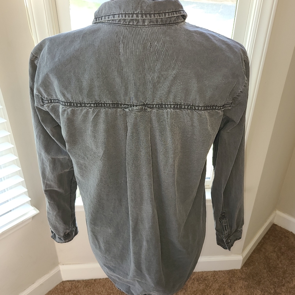 Pilcro & The Letterpress Juni Ruffled Denim Button-down Sz Small EUC - Picture 4 of 8